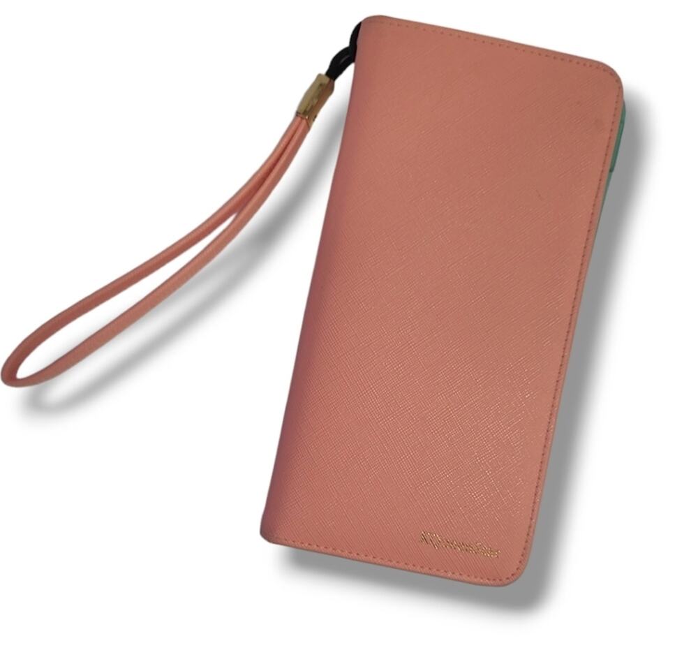 KQueenStar Blush Pink & Seafoam Green Wallet Wristlet Strap with Zipper